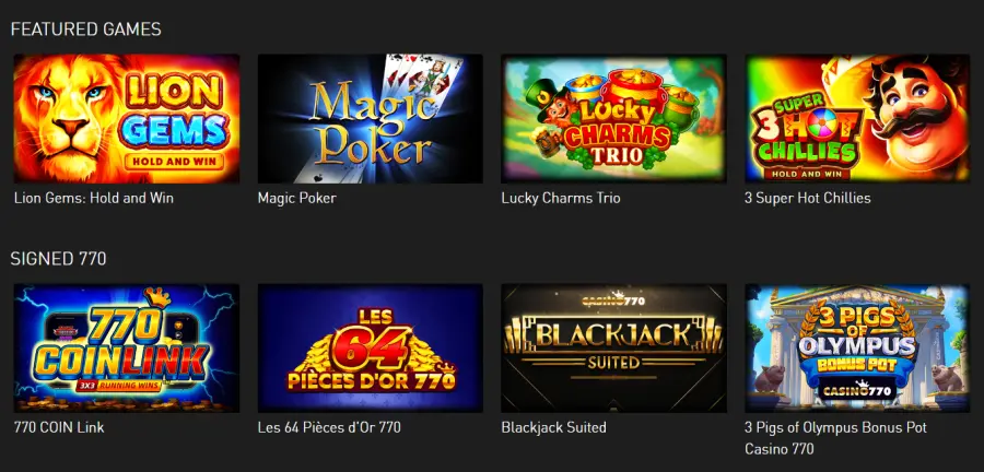 Bonus casino 770